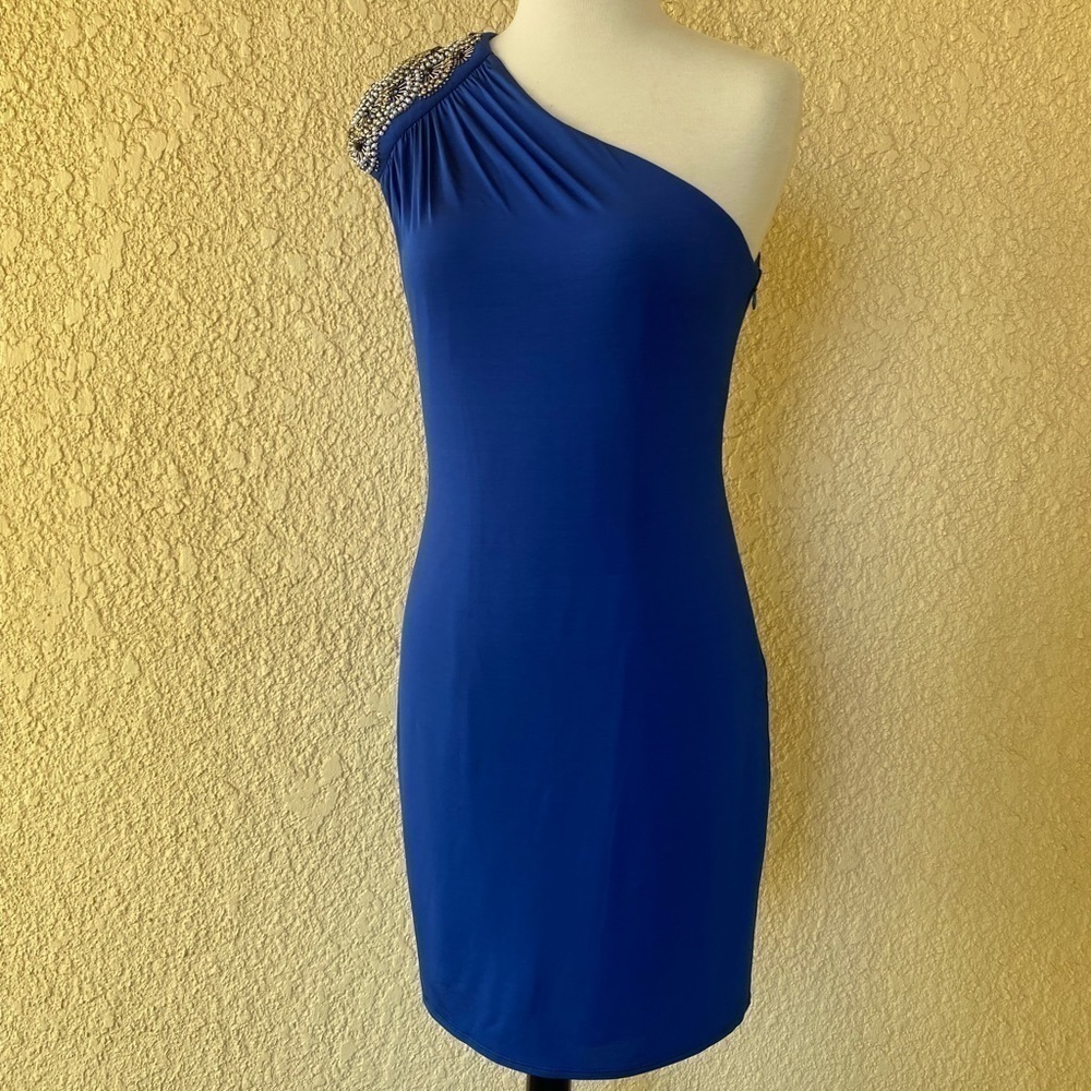 Laundry by Shelli Segal Quite Luxury Royal Blue One‎ Shoulder Mini Dress Sz. 6